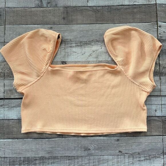NWOT H&M Square Neck Ribbed Orange Crop Top | XXL - Picture 2 of 5